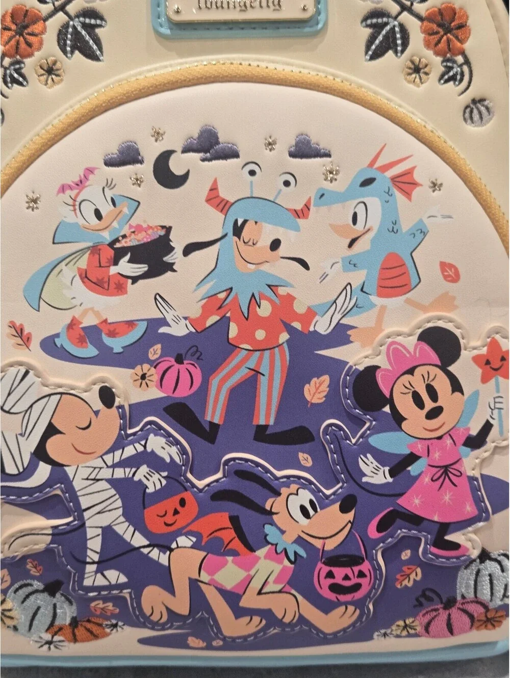 Disney Loungefly Halloween Mini Backpack with Classic Characters and Embroidery